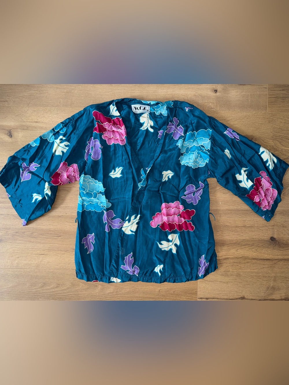 W.C.C. Teal Floral Kimono Top - Teal